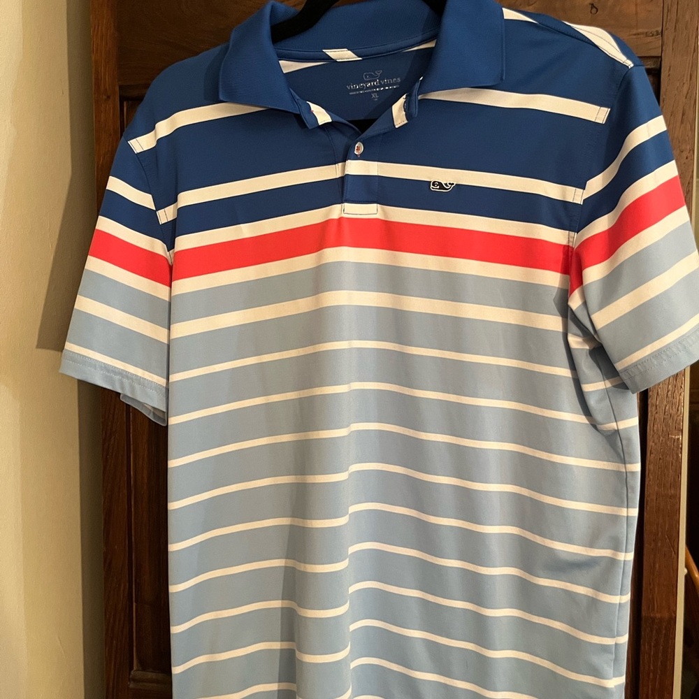 Vineyard Vines Blue and Red Striped kids Polo Shirt